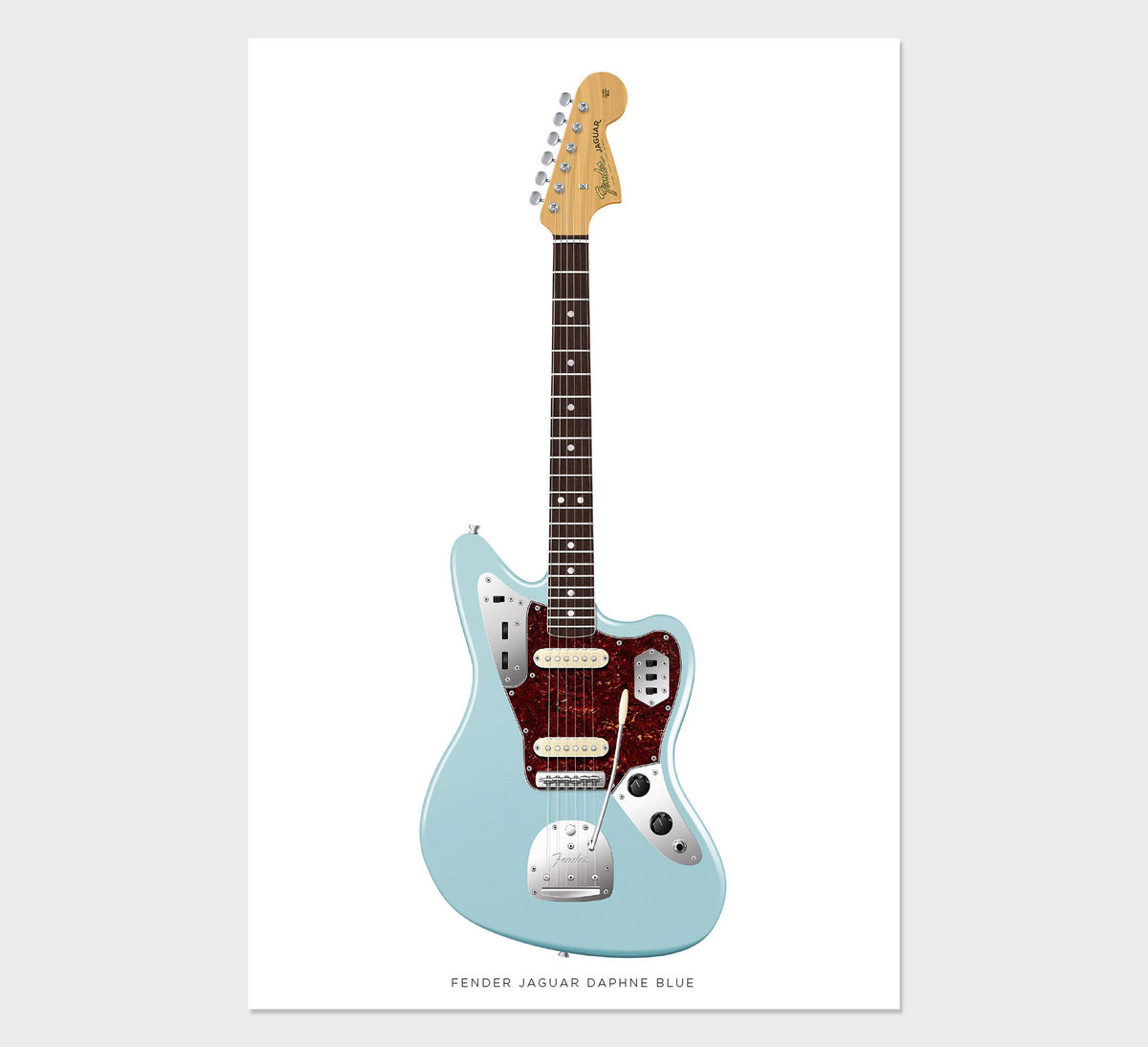 Fender Jaguar Guitar Poster Daphne Blue. Personalized Gifts, Wall