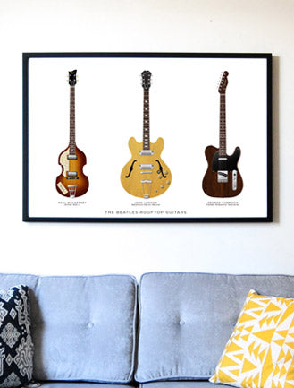 The Beatles Guitar Poster – Blue Illustration