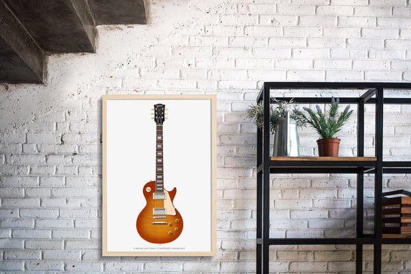 Gibson Les Paul Standard Guitar Poster Sunburst. Personalized Gifts, Wall Decor, Guitar Print, Guitar Art