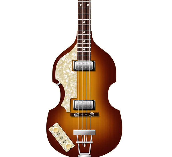 The Beatles Guitars Guitar Poster: Paul McCartney's Hofner 500-1 Violin Bass, Wall Decor, Guitar Print, Guitar Art