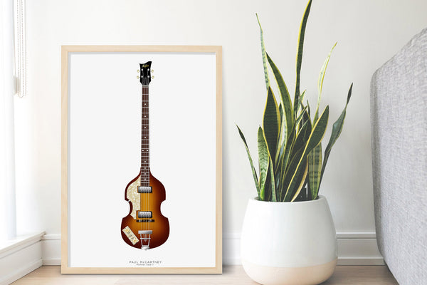 The Beatles Guitars Guitar Poster: Paul McCartney's Hofner 500-1 Violin Bass, Wall Decor, Guitar Print, Guitar Art