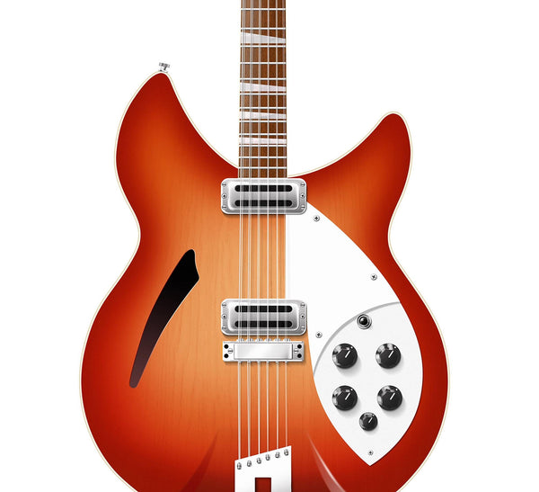 The Beatles Guitars Poster: George Harrison's Rickenbacker 360_12 Guitar Poster, Guitar Print, Wall Decor, Guitar Art