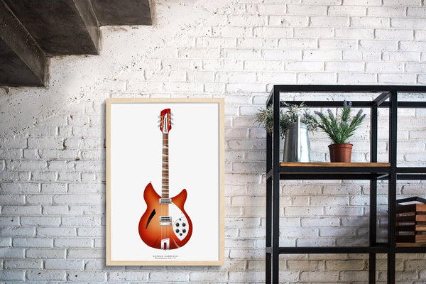 The Beatles Guitars Poster: George Harrison's Rickenbacker 360_12 Guitar Poster, Guitar Print, Wall Decor, Guitar Art