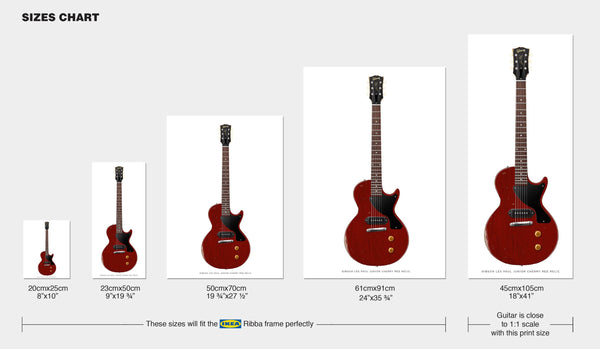 Gibson Les Paul Junior Relic Guitar Poster Cherry Red. Personalized Gifts, Wall Decor, Guitar Print, Guitar Art