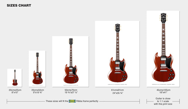 Gibson SG Standard Guitar Poster. Personalized Gifts, Wall Decor, Guitar Print, Guitar Art