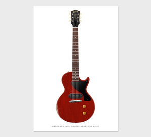 Gibson Les Paul Junior Relic Guitar Poster Cherry Red. Personalized Gifts, Wall Decor, Guitar Print, Guitar Art