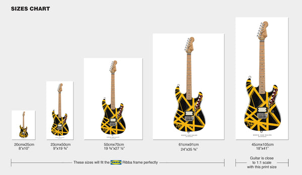 Eddie Van Halen Bumblebee Guitar Poster, Wall Decor, Guitar Print, Guitar Art