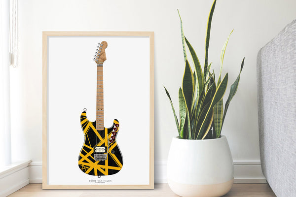 Eddie Van Halen Bumblebee Guitar Poster, Wall Decor, Guitar Print, Guitar Art