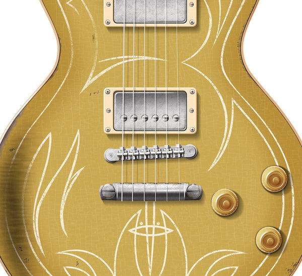 Billy Gibbons's Gibson Pinstripe Les Paul Goldtop Guitar Poster, Wall Decor, Guitar Print, Guitar Art