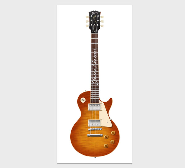 Gibson Les Paul Standard Guitar Poster Sunburst. Personalized Gifts, Wall Decor, Guitar Print, Guitar Art