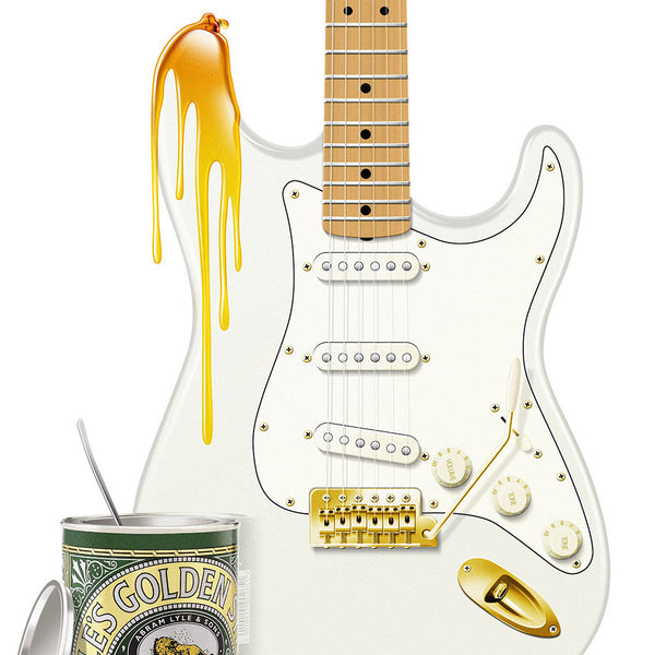 Fender Stratocaster Lyle's Golden Syrup Guitar Poster, Wall Decor, Guitar Print, Guitar Art