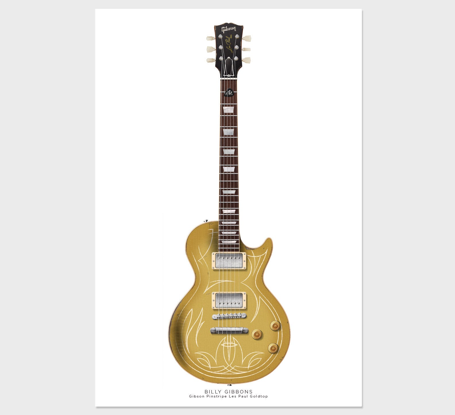 Billy Gibbons's Gibson Pinstripe Les Paul Goldtop Guitar Poster