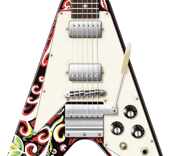 Jimi Hendrix's Gibson Psychedelic Flying V Guitar Poster, Guitar Print, Guitar Art, Wall Decor